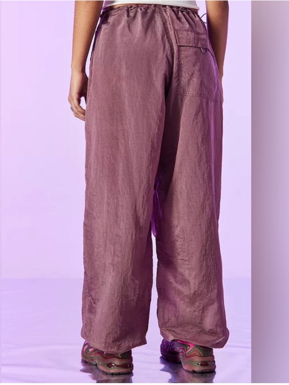 iets frans Shiny Pink Parachute Tech Pants Joggers Size XXS NWOT - Picture 3 of 7